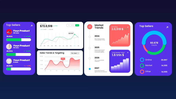 Chart & Number Infographic Elements template preview