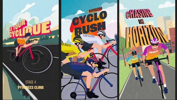 Tour de Bike Cycling Titles & Stories Pack Openers template preview