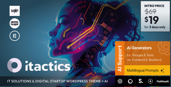 ITactics – IT Solutions & Digital Startup WordPress Theme + AI