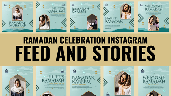 Ramadan Celebration Feed and Stories Instagram Openers template preview