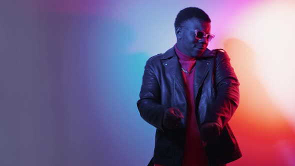 Happy Dance Party Fun Gif Loop Man Neon Light alt