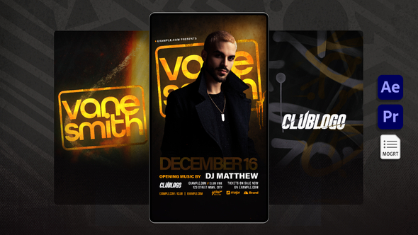 Animated Nightclub Flyer Template Video Displays template preview