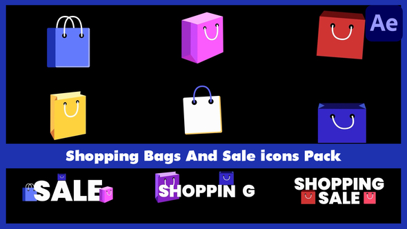 Shopping Bags And Sale Icons Pack for After Effects Elements template preview
