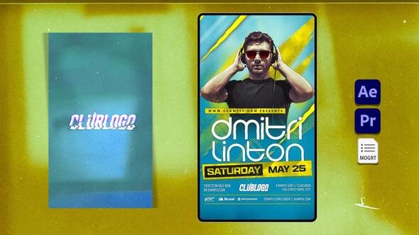 Nightclub Flyer Animated Video Template Video Displays template preview
