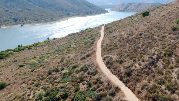 Aerial View of of Trail in the Lake Hodges and Bernardo Mountain, San Diego County, California alt