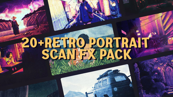 Retro Portrait Scan FX – VHS Grunge Texture & Analog Frame Pack Elements template preview