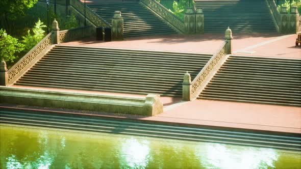 Tranquil Pond Framed By Lush Green Woodland Park in Sunshine alt