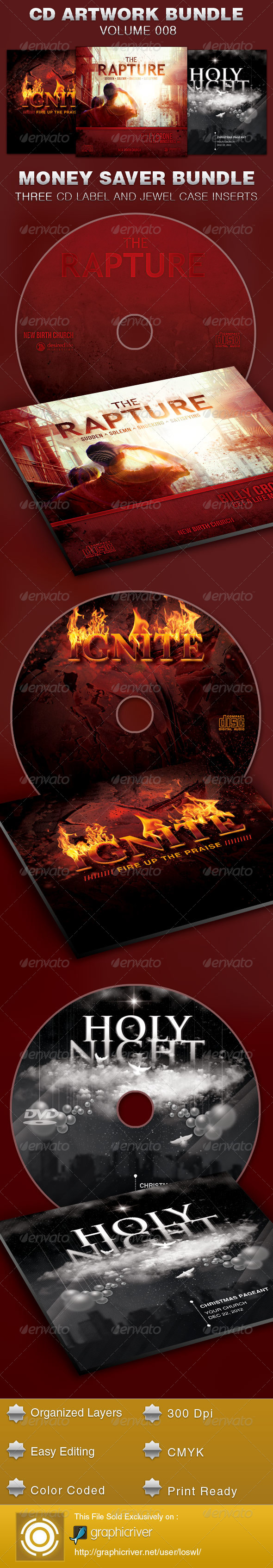 CD Cover Artwork Template Bundle-Vol 008 - CD & DVD Artwork Print Templates