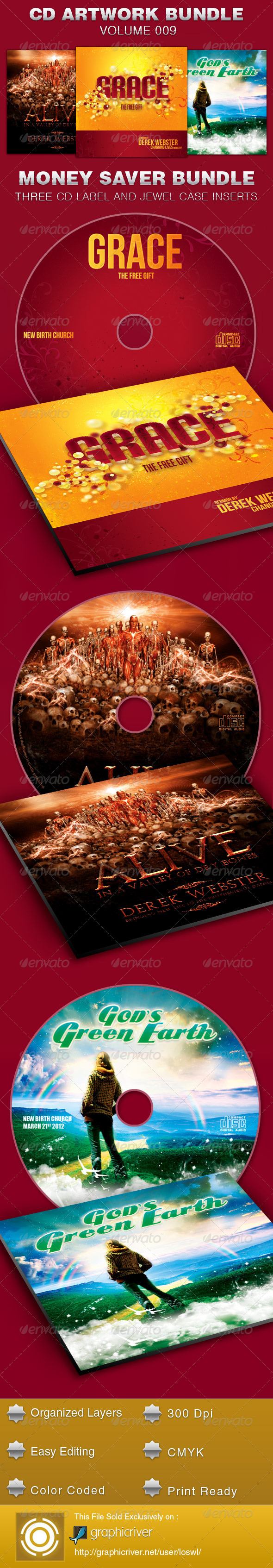 CD Cover Artwork Template Bundle-Vol 009 - CD & DVD Artwork Print Templates