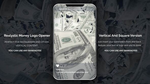 Realistic Money Logo Opener For Instagram Openers template preview