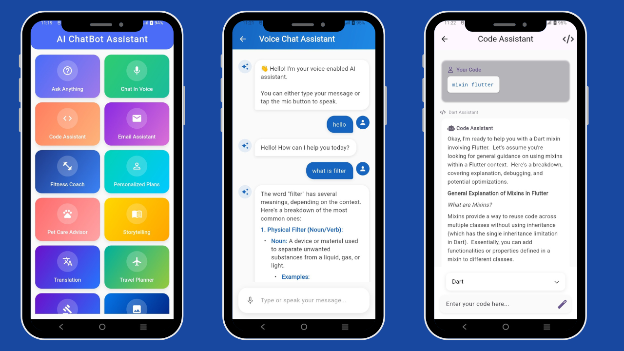 AI Chatbot Assistant Flutter App | Smart Virtual Assistant | AI-Powered ...