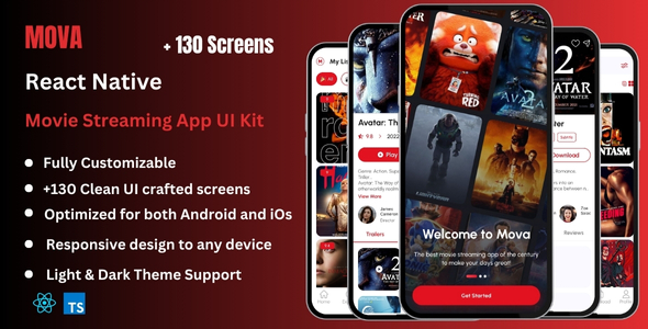 Mova - Movie Streaming React Native CLI App Ui Kit