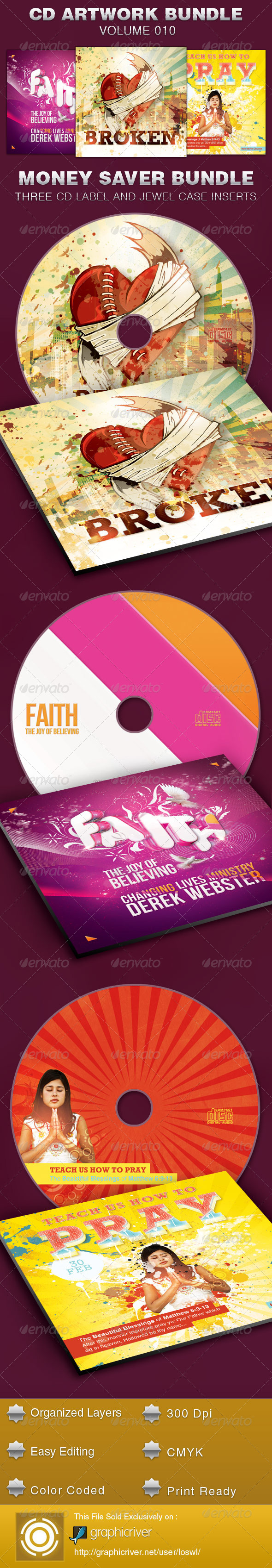 CD Cover Artwork Template Bundle-Vol 010 - CD & DVD Artwork Print Templates