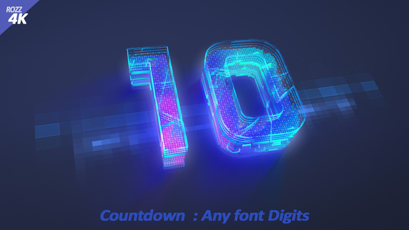Countdown Digits Hightech Black Logo Stings template preview