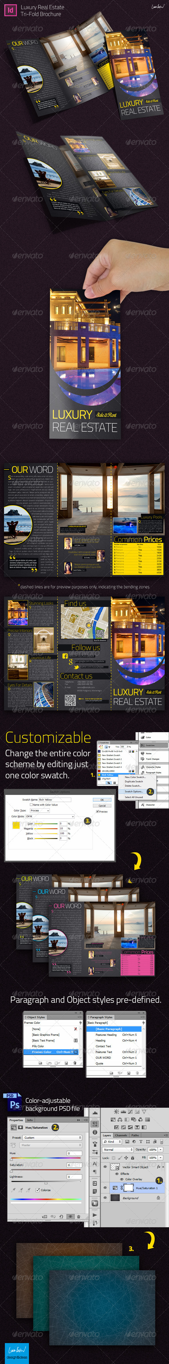 Luxury Real Estate - Indesign Trifold Brochure - Brochures Print Templates
