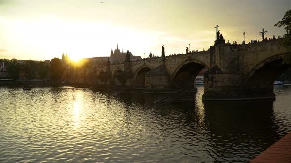 Sunset in Prague. Timelapse