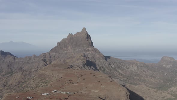 Aerial ungraded view of Brianda mount in Rebeirao Manuel in Santiago island in Cape Verde