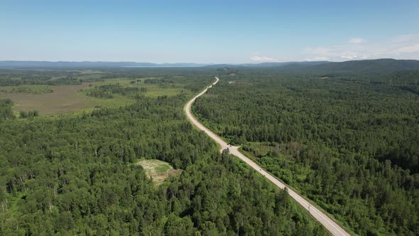 Winding Road in the West Siberian Taiga Ecoregion alt