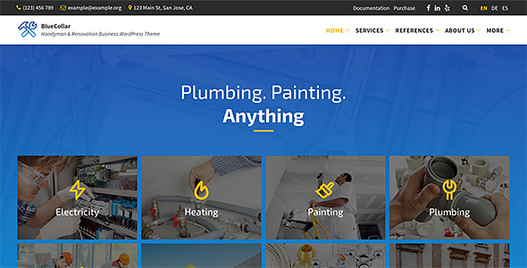 BlueCollar – Handyman & Renovation Business WordPress Theme Nulled
