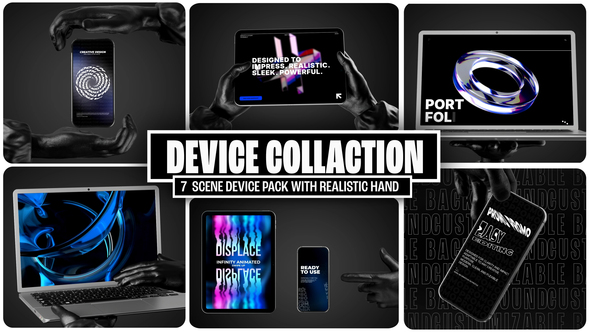 Hand Multi Device Mockup – Realistic Device Presentation Kit Product Promo template preview