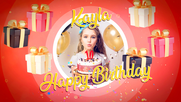 Happy Birthday Slide show Elements template preview
