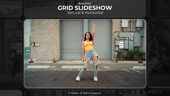 Grid Blackout Slideshow Video Displays template preview