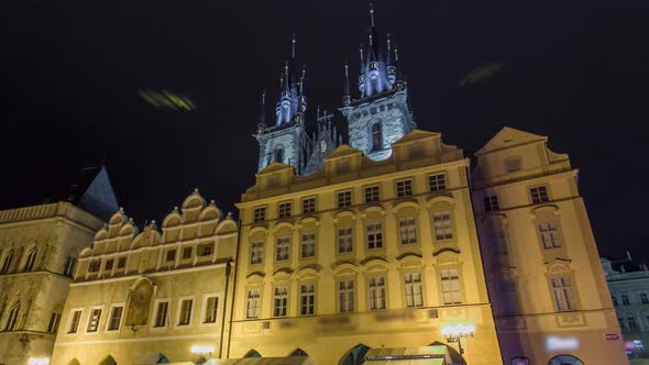 Night Time Illuminations of the Magical Old Town Square Timelapse Hyperlapse in Prague alt