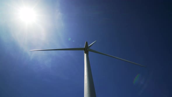 Single large wind turbine on a sunny day