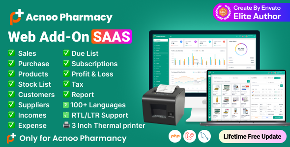 Acnoo Pharmacy – Web Add-on with Laravel Admin Panel SAAS