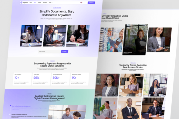 Signovo ? E-signature & Document Management SaaS Elementor Template Kit