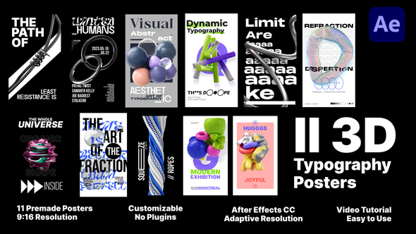 3D Typography Posters Video Displays template preview