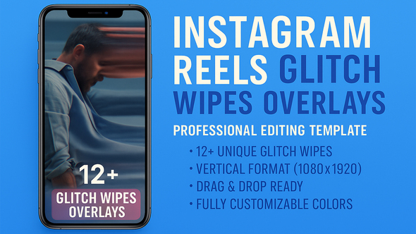 Instagram Reels Glitch Wipes Overlays Elements template preview