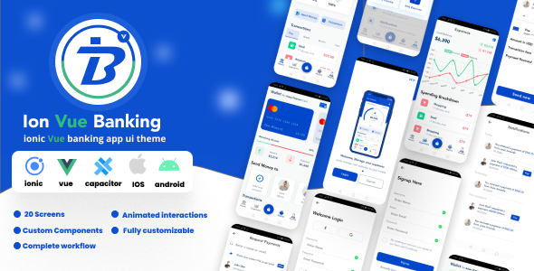 Ion Vue Banking - ionic vue banking app ui theme | ionic vue 8.6 | vue 3.3 | capacitor 7.4