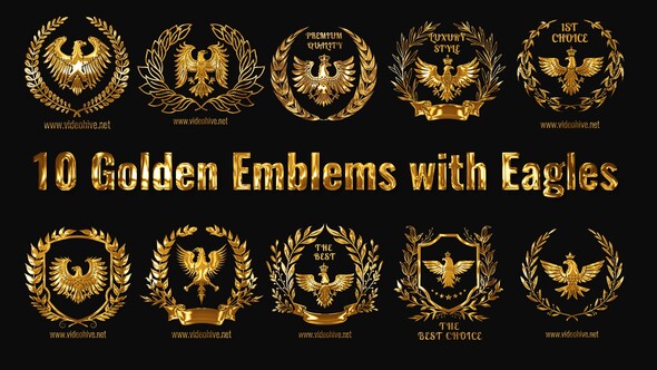 10 Golden Emblems with Eagles Openers template preview