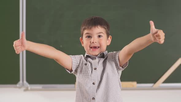 Happy Boy Laughs Funny, Screams in Surprise, Raising His Hands Up, the Concept of Children's alt