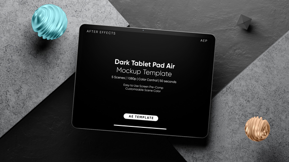 Dark Concrete Tablet Air AE Screen Template Product Promo template preview
