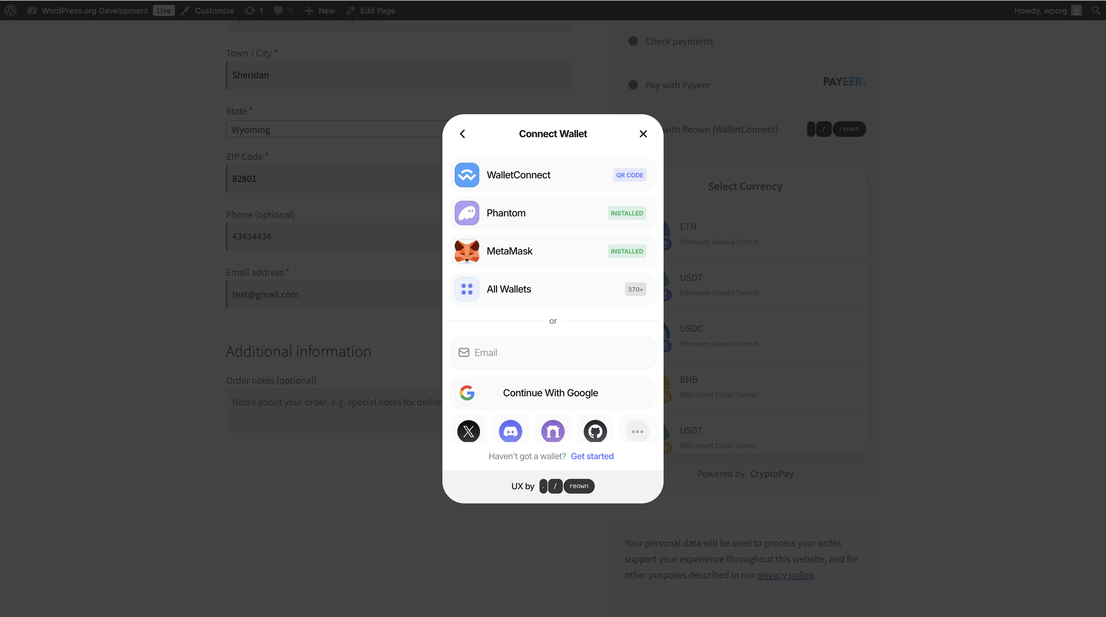 Reown AppKit Pay Crypto Payment Gateway (WalletConnect) for WooCommerce by  BeycanPress