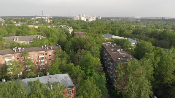 Movement Over Old Brick-built Neighborhood in Moscow, Russia