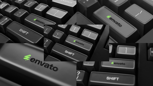 Five animations of pressing the enter key on a black keyboard. Openers template preview