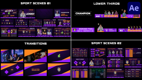 ESports Gaming CyberSport Broadcast Package for After Effects Elements template preview