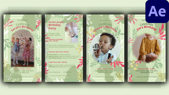 Happy Birthday 4 in 1 Elements template preview