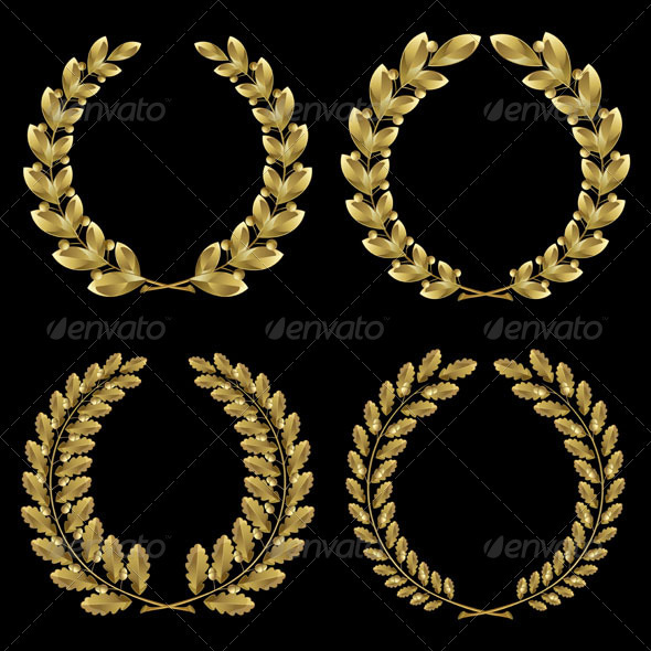 Set from Gold Laurel and Oak Wreath - Decorative Symbols Decorative