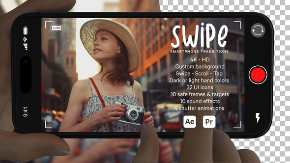Smartphone Swipe Transitions | AE & Premiere Pro Template Elements template preview