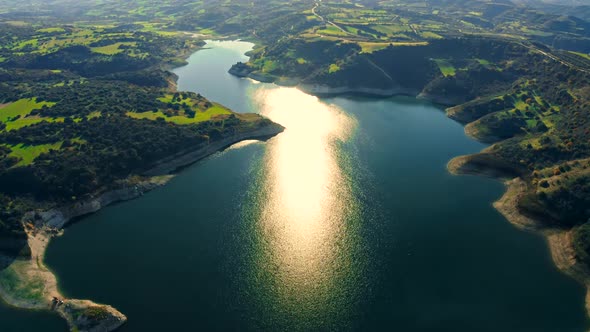 Lake Forest Mountains Field Water Green Summer View Sunset alt