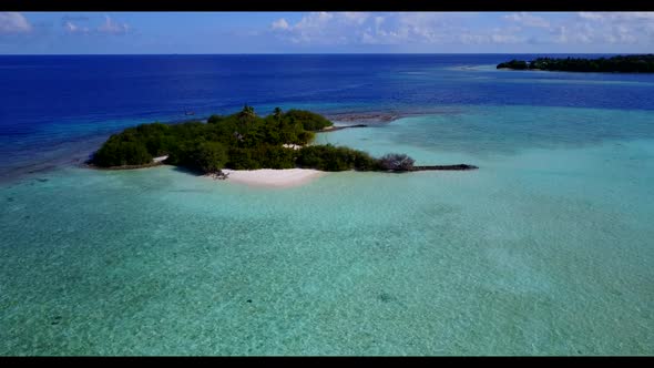 Aerial sky of marine sea view beach holiday by blue sea and white sandy background of a dayout near  alt