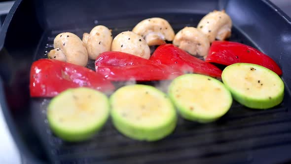 Vegetables and Mushrooms on Grill