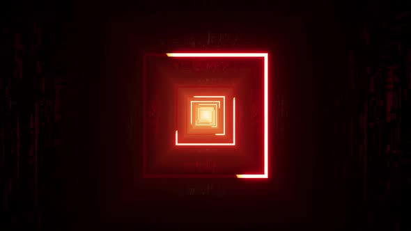 Glowing Red Light Stroke in the Dark Square Tunnel alt