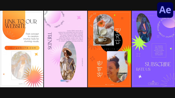 Gradient Vertical Social Media Stories for After Effects Openers template preview