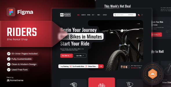 Riders Bike Rental Shop Figma Template by Rometheme ThemeForest
