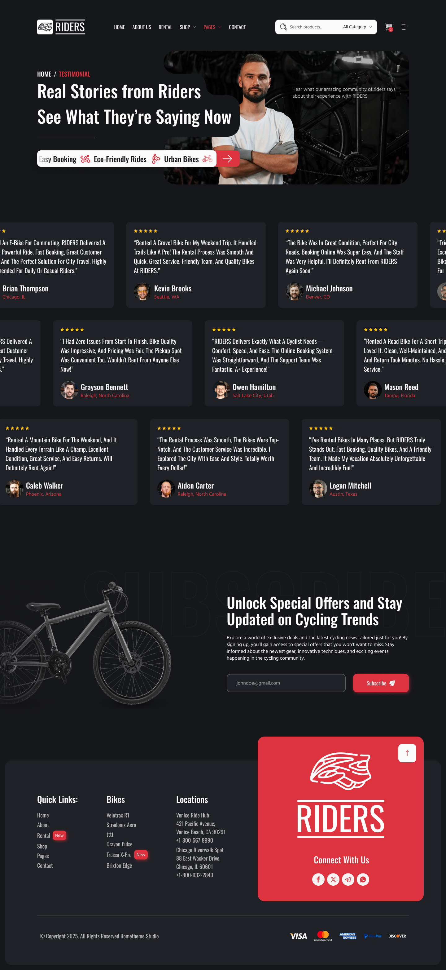 Riders Bike Rental Shop Figma Template by Rometheme ThemeForest